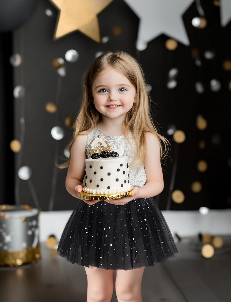 Lainlight Store Tutu for Girls Stars Sequins Princess Ballet Dress Tulle Skirt for Girls 4-12 Years 3 Layered - Image 4